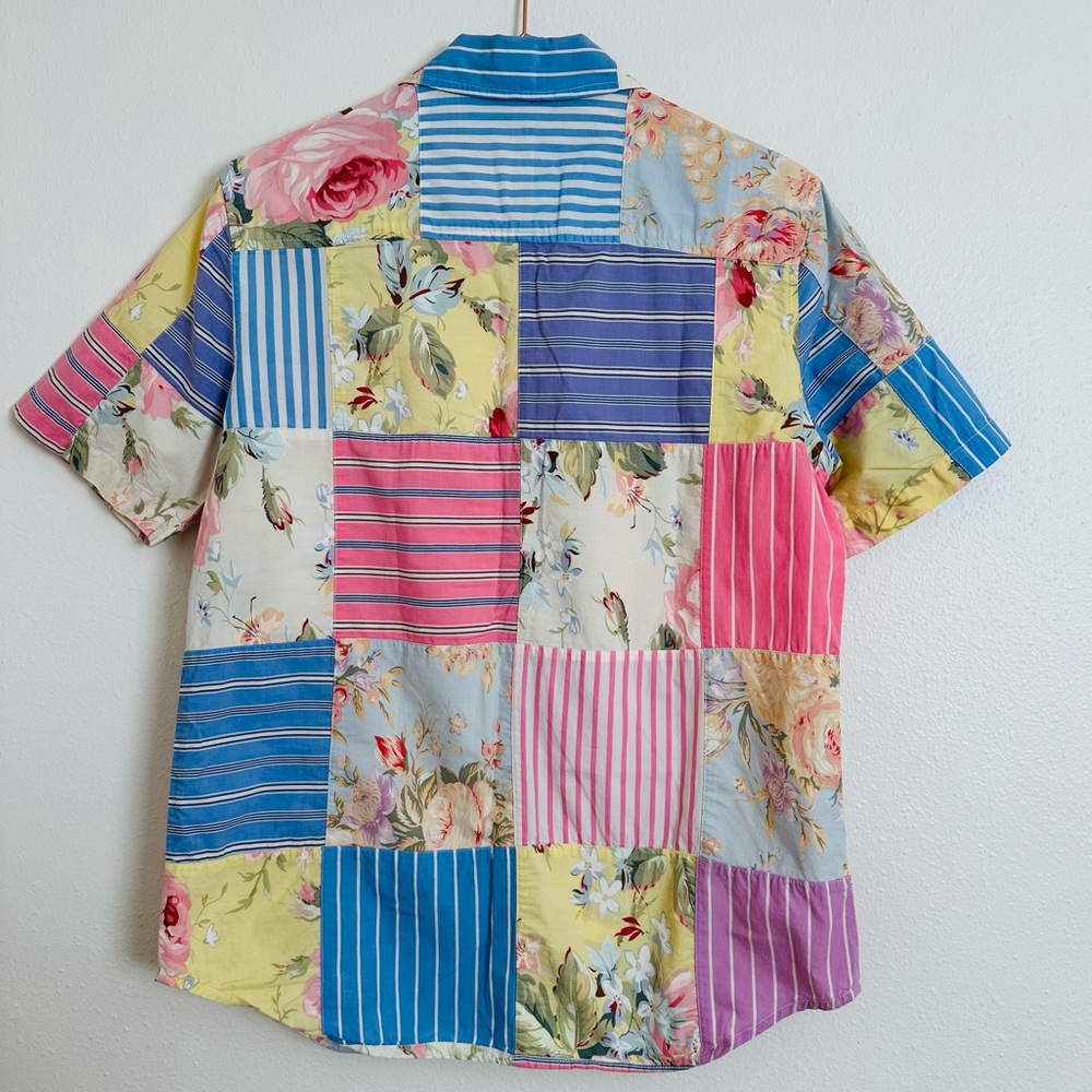 Vintage Ralph Lauren Patchwork Button-Up Shirt Floral Striped Boho - Picture 8 of 9